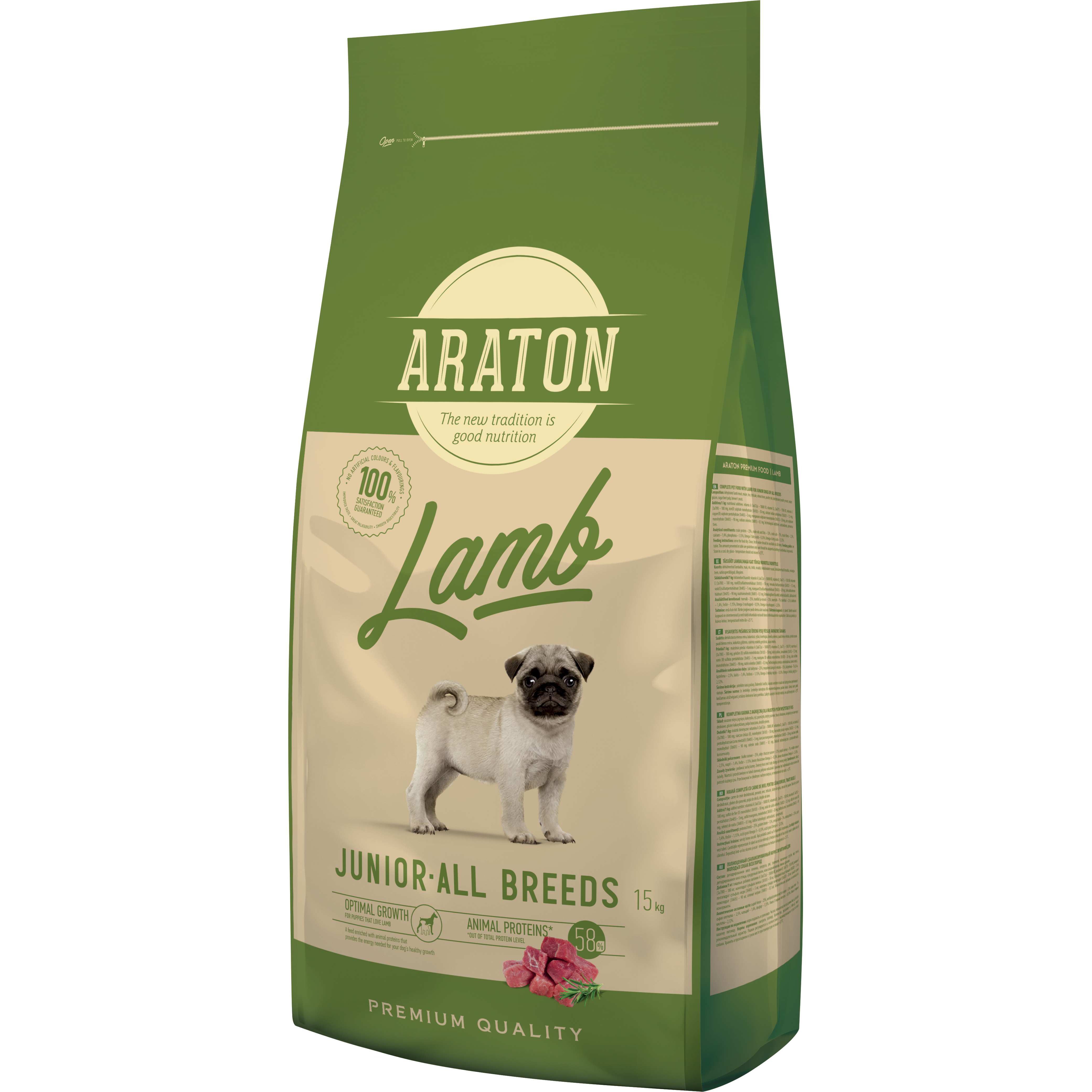 ARATON JUNIOR LAMB, 3kg/túi. Thức ăn bổ sung thịt cừu dành cho chó con thuộc tất cả các giống chó