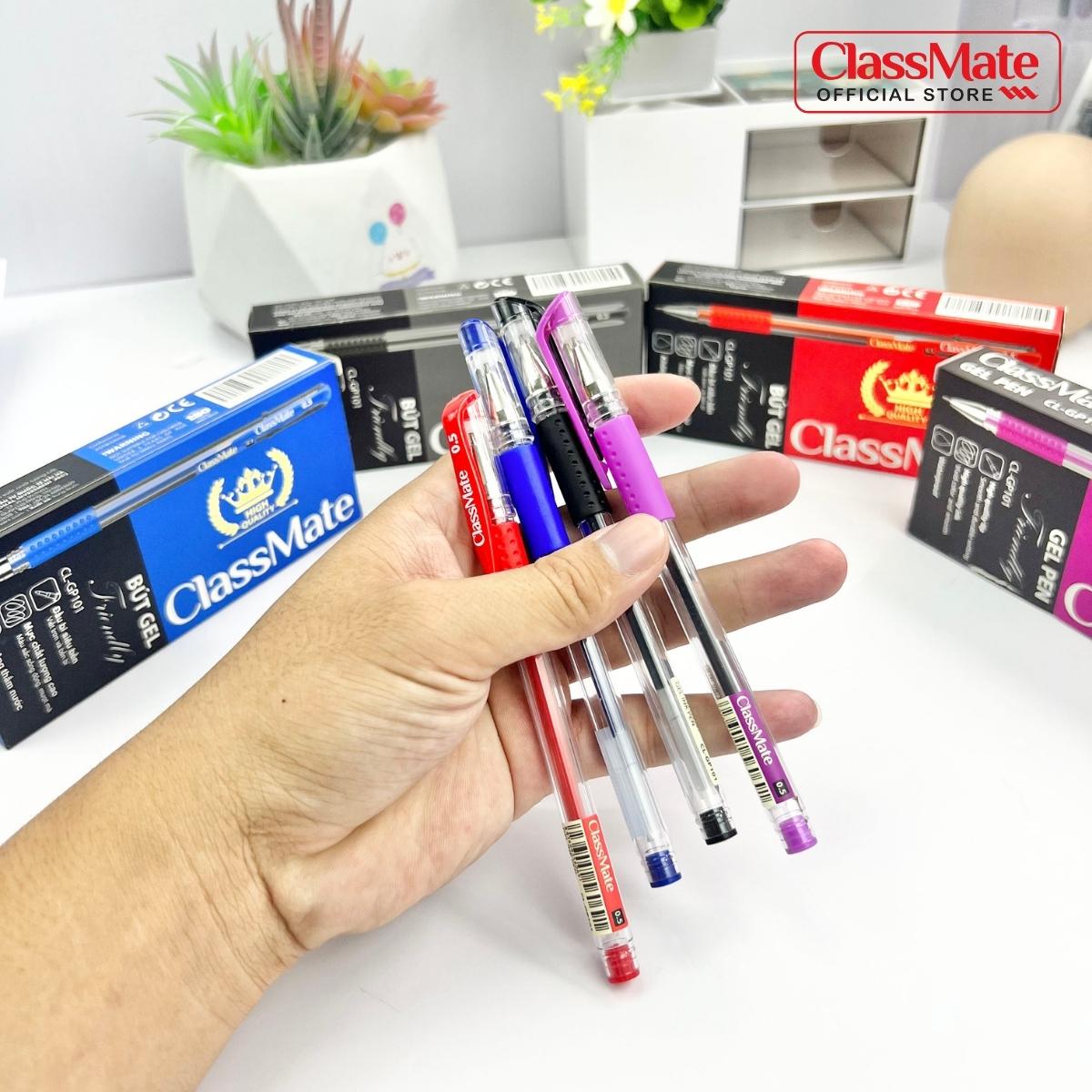 Hộp 12 Chiếc Bút Gel CLASSMATE Ngòi 0.5mm, Mực đều Nét trơn, Dành Cho Học Sinh CL-GP101