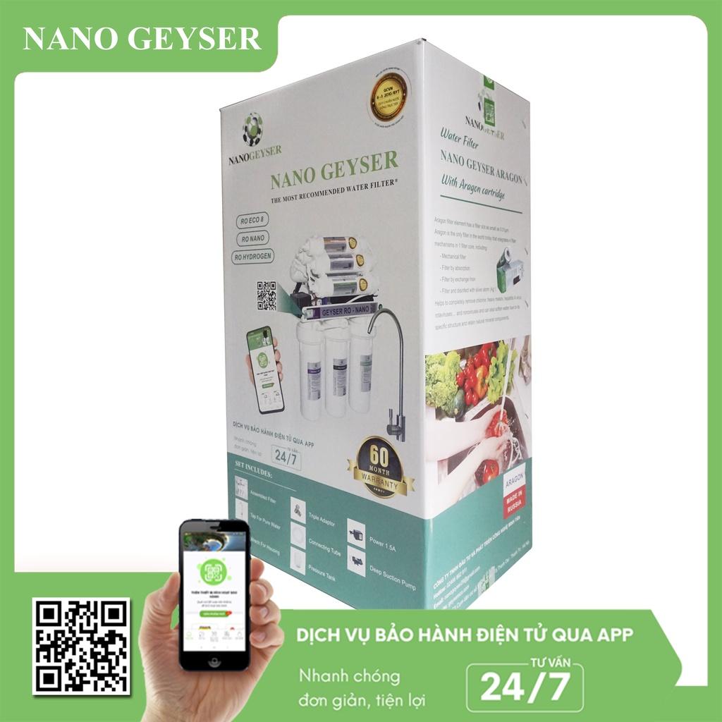 Máy lọc nước Nano Geyser RO - NANO 8 Cấp - Bảo hành 5 năm, Nước đầu ra chuẩn tinh khiết, Bổ sung khoáng chất tự nhiên