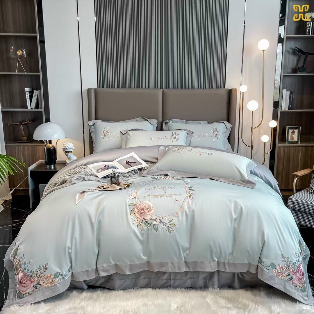 Set lụa 4 món cao cấp LYG Home Bedding Furniture mềm mịn tặng 02 ruột gối bông Micro