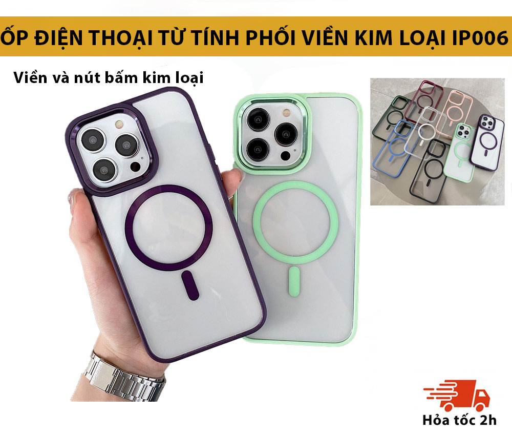 Ốp lưng case điện thoại phối kim loại hỗ trợ sạc không dây cho lph 13 14 pro promax plus KOLEAD IP006 - HÀNG CHÍNH HÃNG