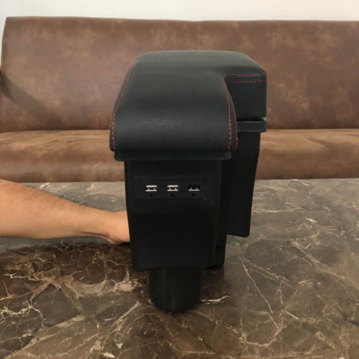 Hộp tỳ tay ô tô cao cấp Mazda 2 dạng khối tích hợp 3 cổng USB