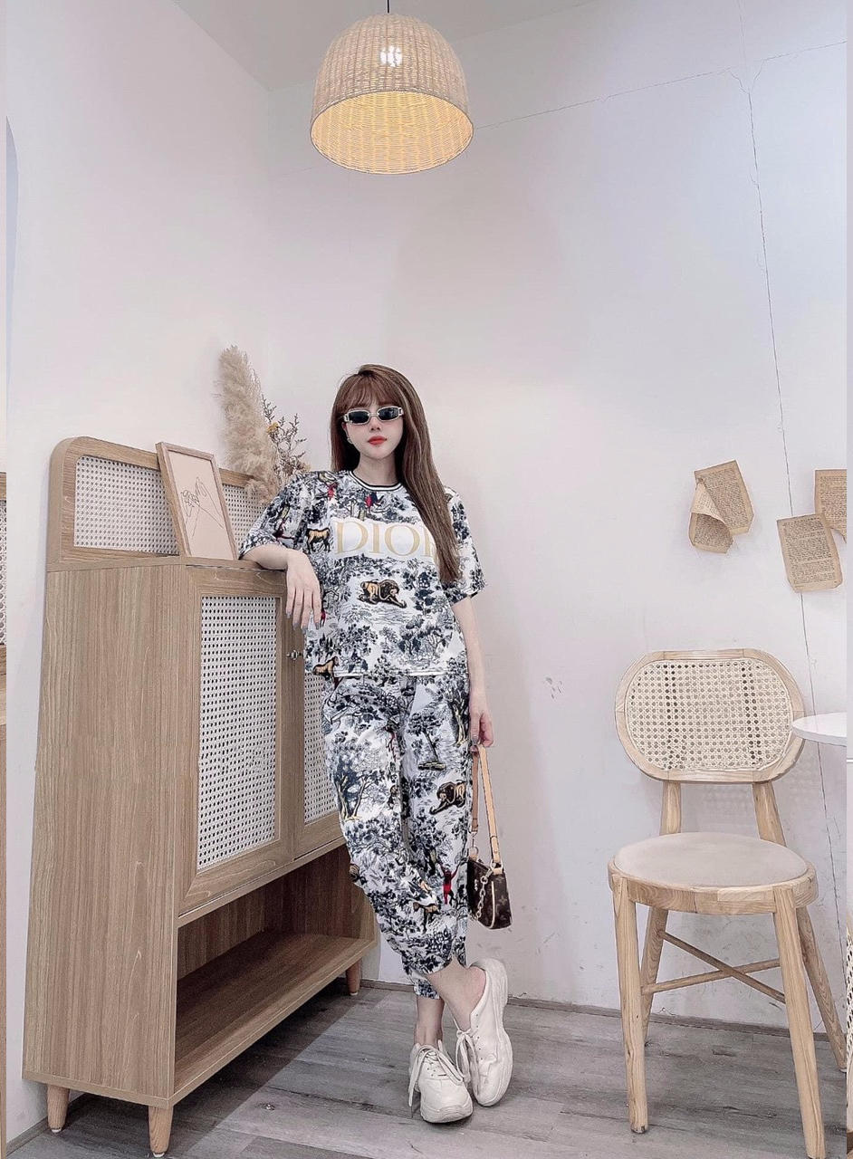 Đồ bộ thun lạnh form rộng họa tiết in 3D MS049