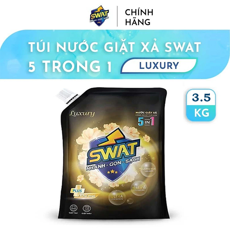 Nước Giặt Xả Swat 5 In 1 Hương Luxury Túi 3.5kg - Siêu Tiết Kiệm Giúp Diệt Khuẩn Lưu Hương Lâu