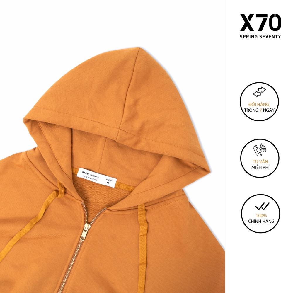 Áo Khoác Nỉ Nữ Chống Nắng Kiểu Dáng Croptop Thiết Kế Có Nón Thời Trang X70 - 02540003