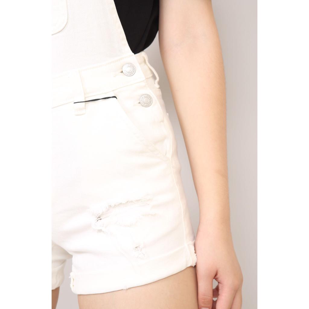 Quần Yếm bò Nữ Đen Trắng Rách Gập Gấu có dây điều chỉnh CT JEANS