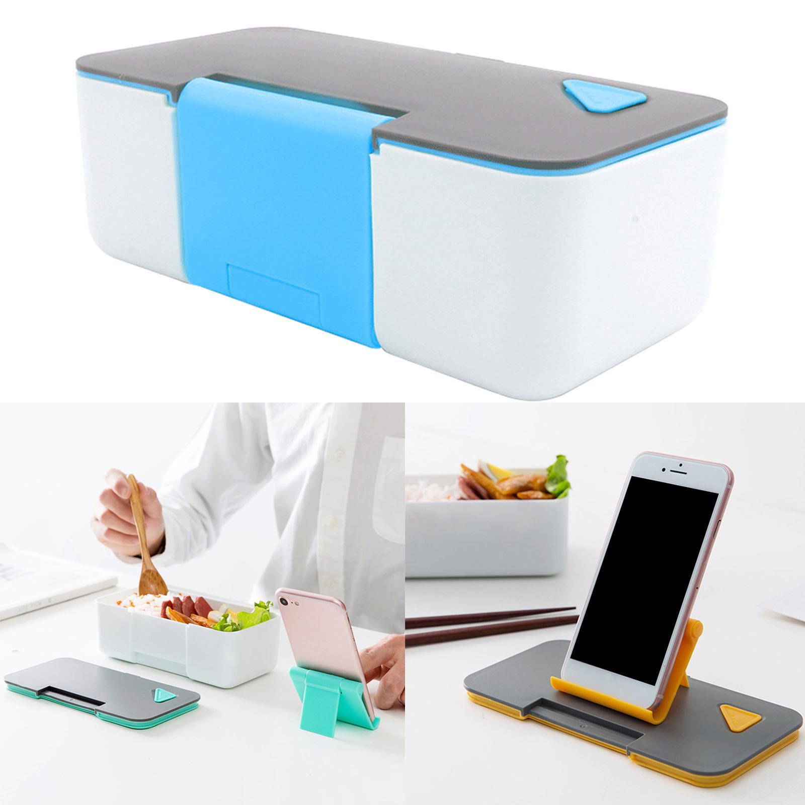 Japanese Lunch Box Creative with Mobile Phone Holder for Sushi Students Sky Blue