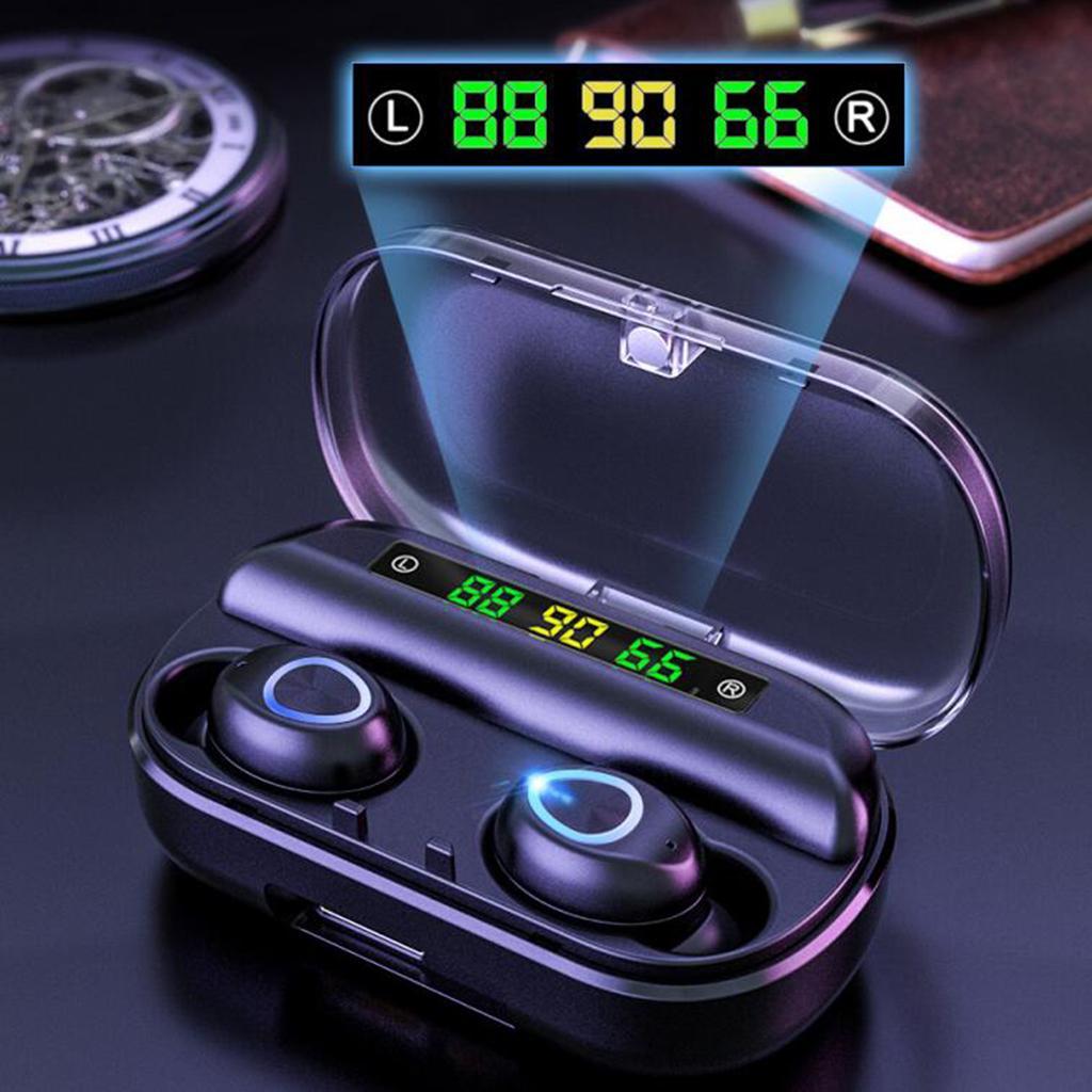 V10   V5.0 Wireless Touch Control LED Display Earphone Black