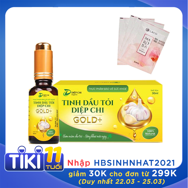 Tinh Dầu tỏi Diệp Chi Gold + Kháng sinh tự nhiên , hổ trợ ho, cảm, sổ mủi tặng sữa rửa mặt MAROSA LACO