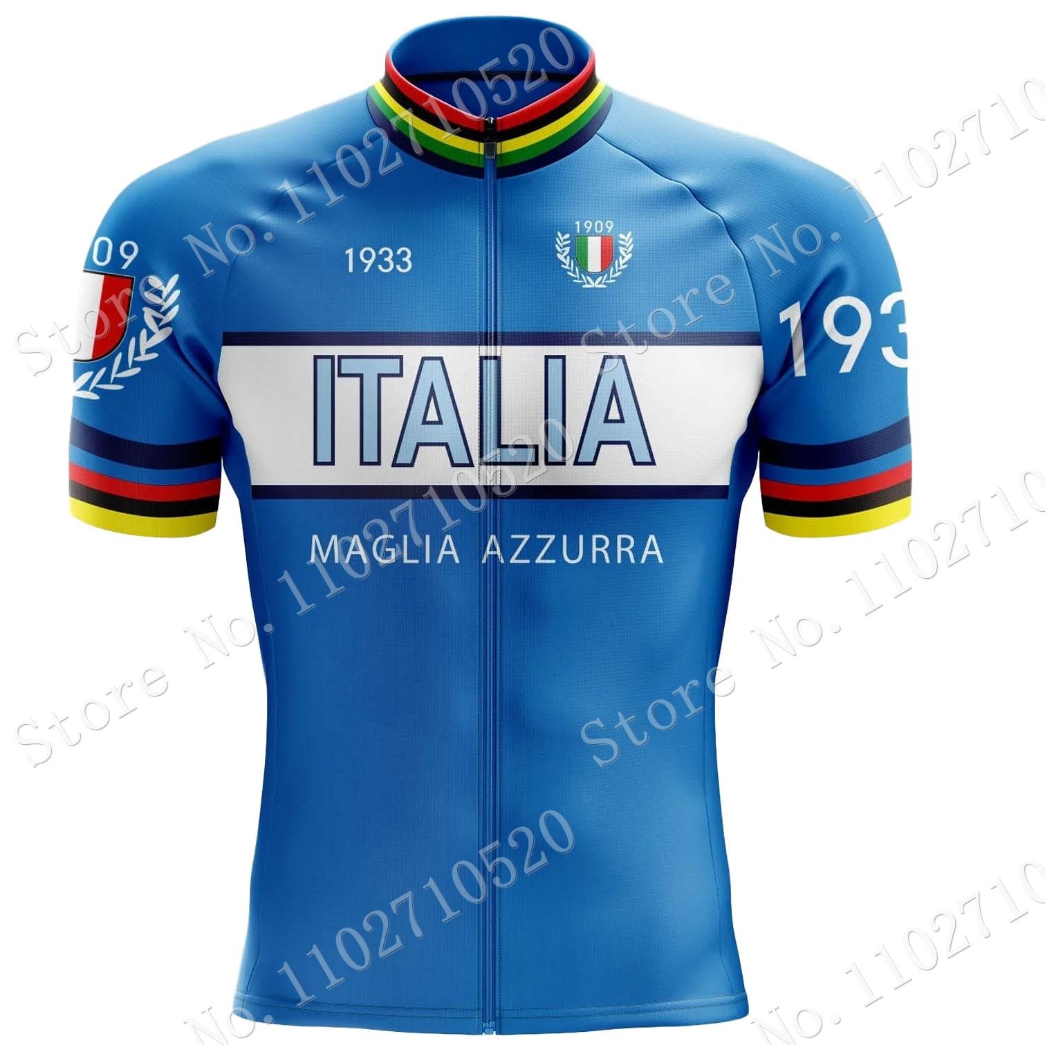 2023 Retro Ý Đi Xe Đạp Áo Xanh Dương Ngắn Tay Mùa Hè Italia Đi Xe Đạp Quần Áo Nam Đường Núi Xe Đạp Áo Sơ Mi Xe Đạp Cao Cấp MTB Color: 1 Size: L