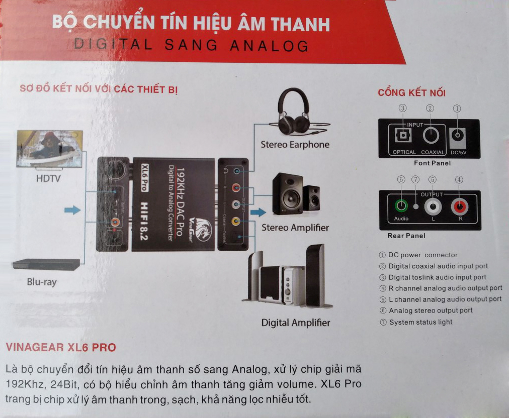 Bộ Chuyển Tín Hiệu Âm Thanh Digital Sang Analog-XL6 Pro