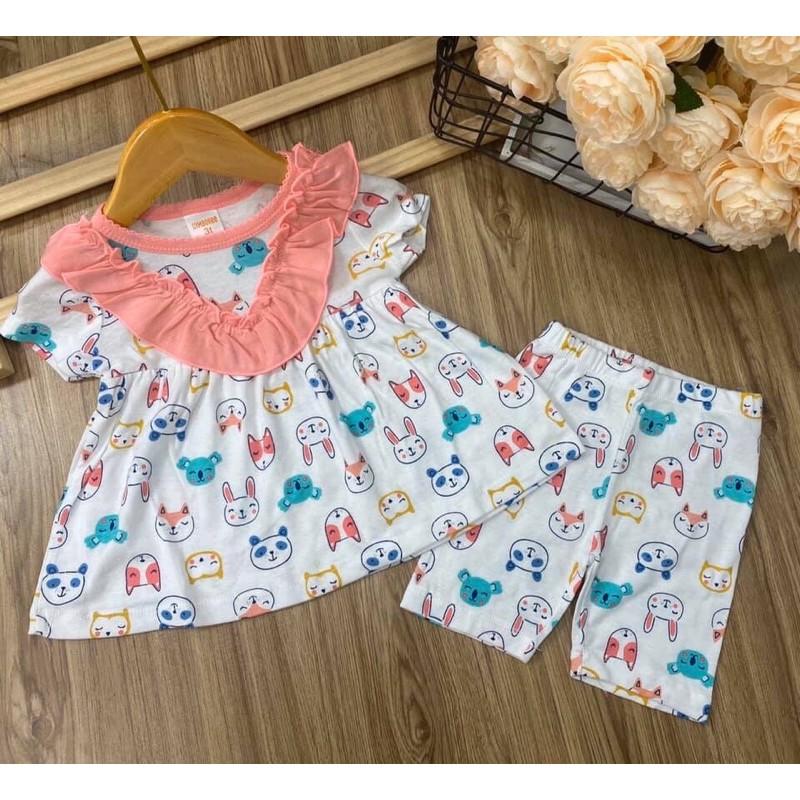 Bộ bánh bèo thun cotton cho bé gái bộ ngố lững babydoll cho bé gymkids pikakids