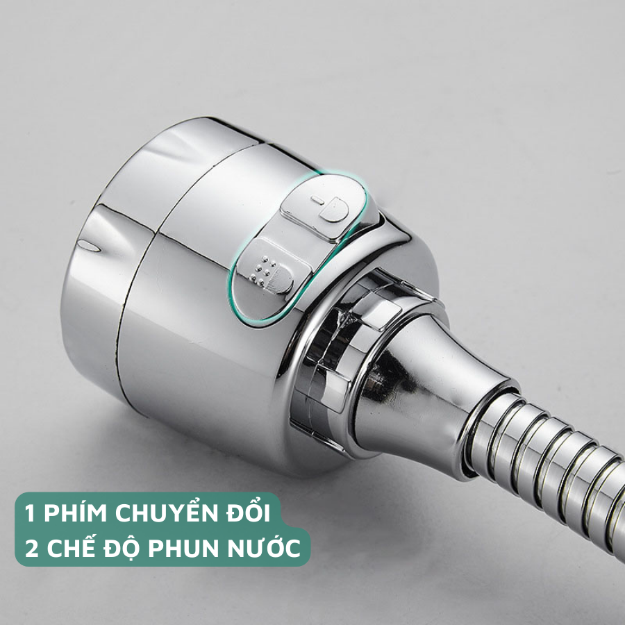 Đầu vòi nối rửa chén tăng áp xoay 360, 2 chế độ nước, inox 304 có thể thu ngắn - Huy Tưởng