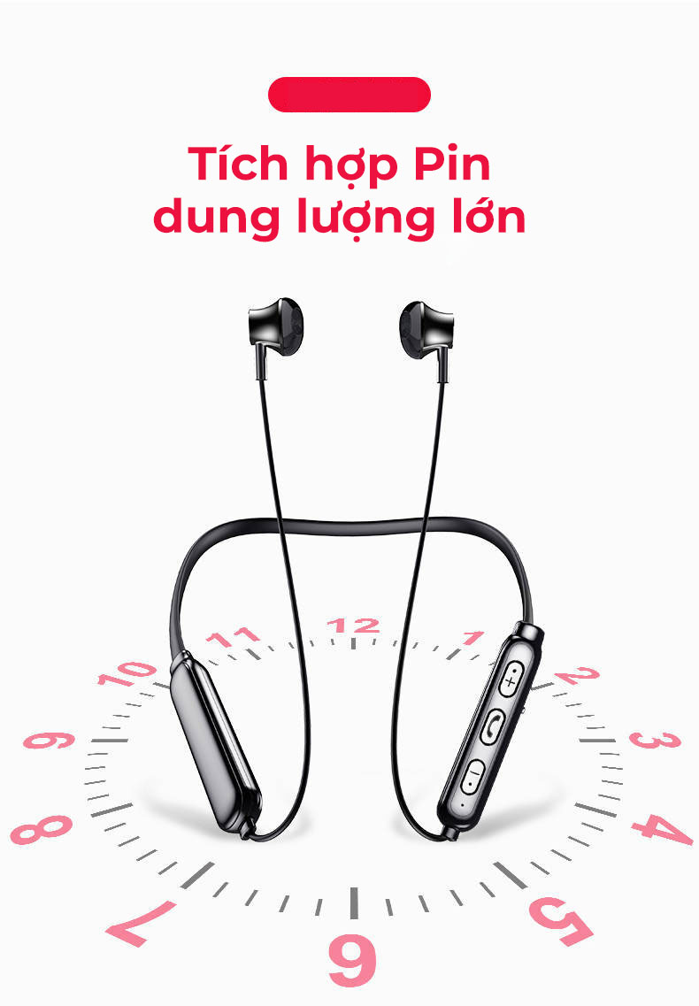 Tai nghe nhạc không dây siêu nhẹ, kết nối Bluetooth 5.0 - Hàng chính hãng