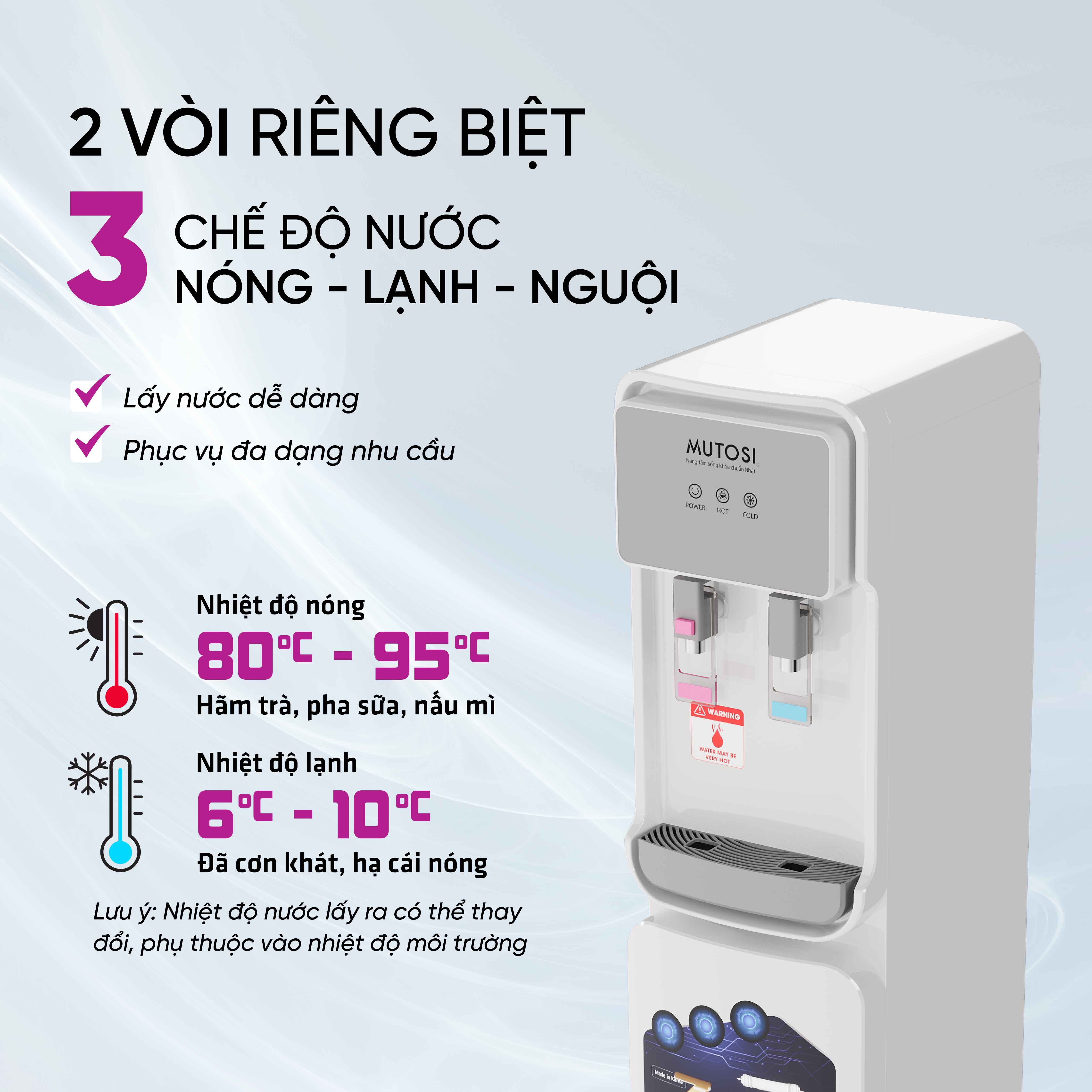 Máy lọc nước Nóng Lạnh 7 lõi - Hàng chính hãng Mutosi MD-710ECO Công nghệ cảm biến Eco thông minh tiết kiệm điện năng