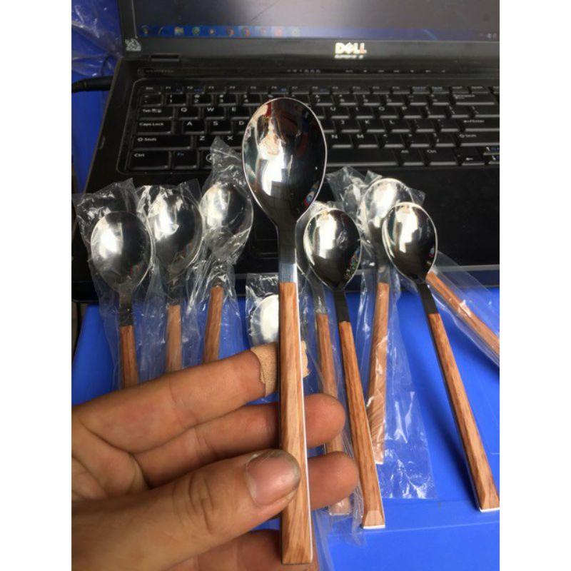 Thìa inox sin cán gỗ hàng chuẩn đẹp dễ dùng