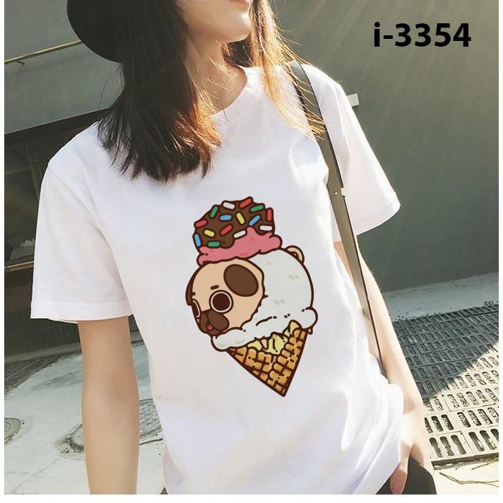 Áo Thun Nữ Tay Lỡ Unisex In Hình Cây Kem Cún Con ATN3354 - J.A Shop
