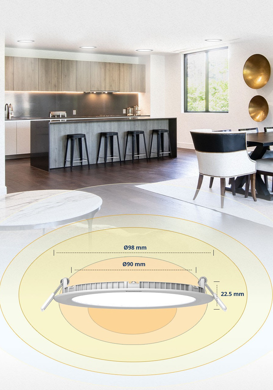 Đèn LED Downlight Âm trần Đơn sắc siêu mỏng Panasonic EZ-M, Vỏ kim loại nhôm tản nhiệt, Công suất