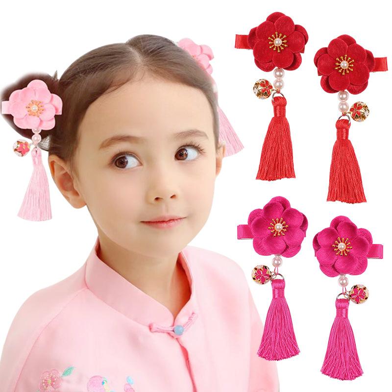 1 Bộ 2 Kẹp Tóc Kiểu Dáng Trung Hoa Cho Bé Gái