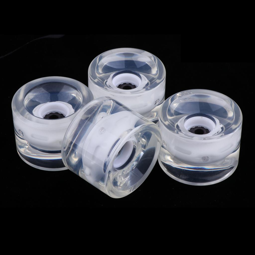 4pcs Longboard Light Up Wheels Skateboard Cruiser Repair Rebuilding White