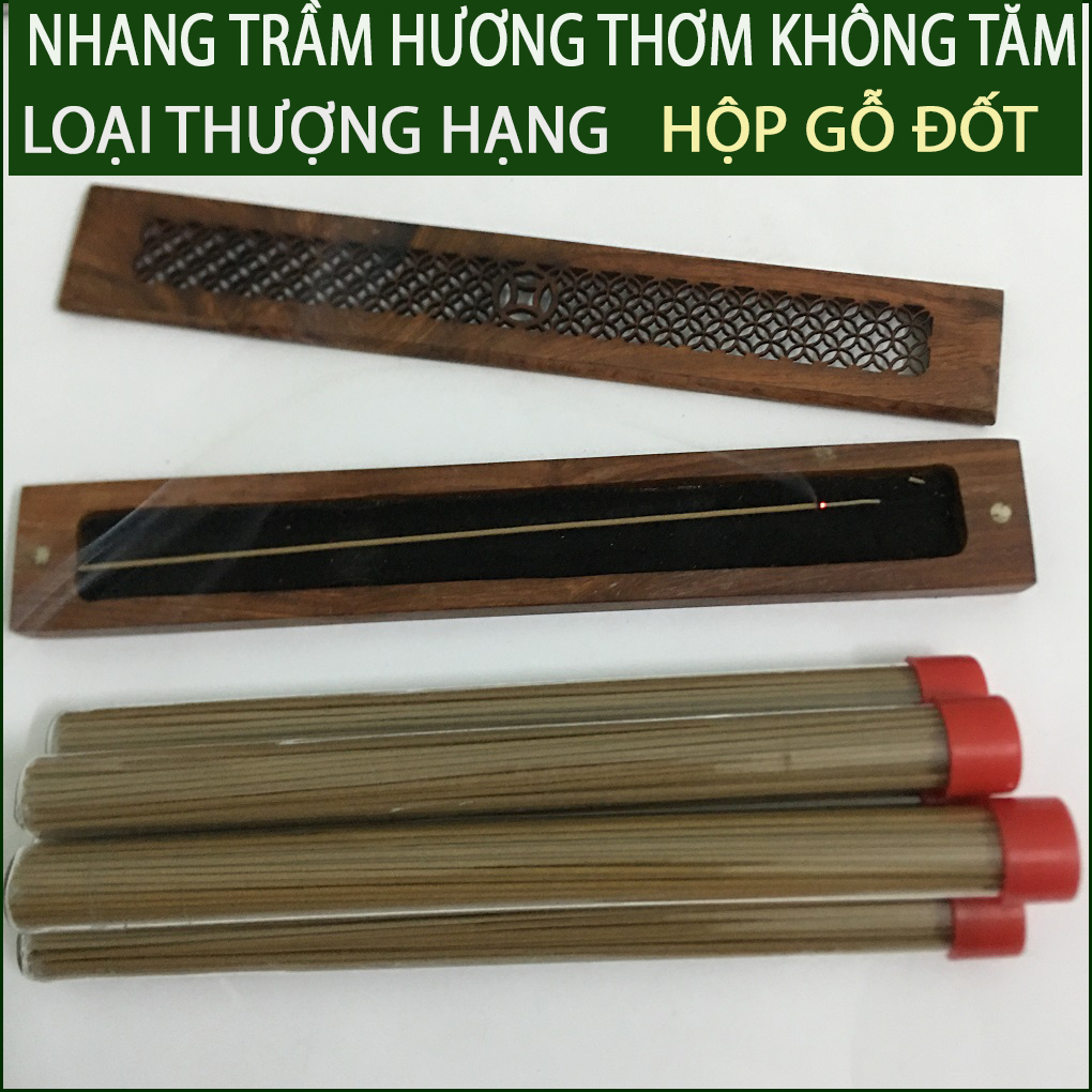 Nhang Trầm Hương Không Tăm loại Thượng Hạng thơm( Mua 2 Ống + Tặng Hộp Gỗ Đốt)