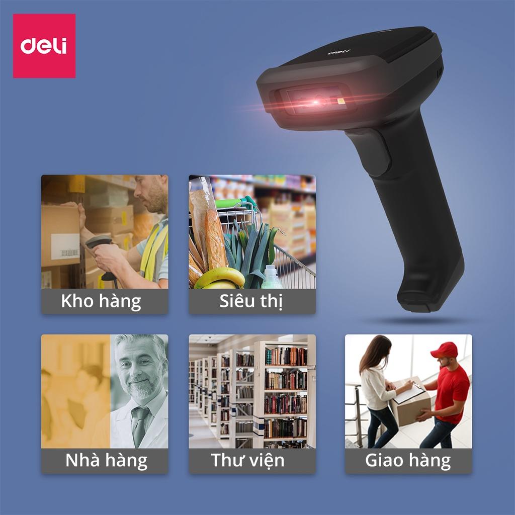 Máy Quét Mã Vạch 1D 2D Đa Ứng Dụng Deli - Quét Mã Bar Code QR Siêu Thị, Cửa Hàng Tạp Hóa, Kho Hàng, Kết Nối USB Có Dây Đa Thiết Bị Thông Minh - Hàng Chính Hãng- ES221