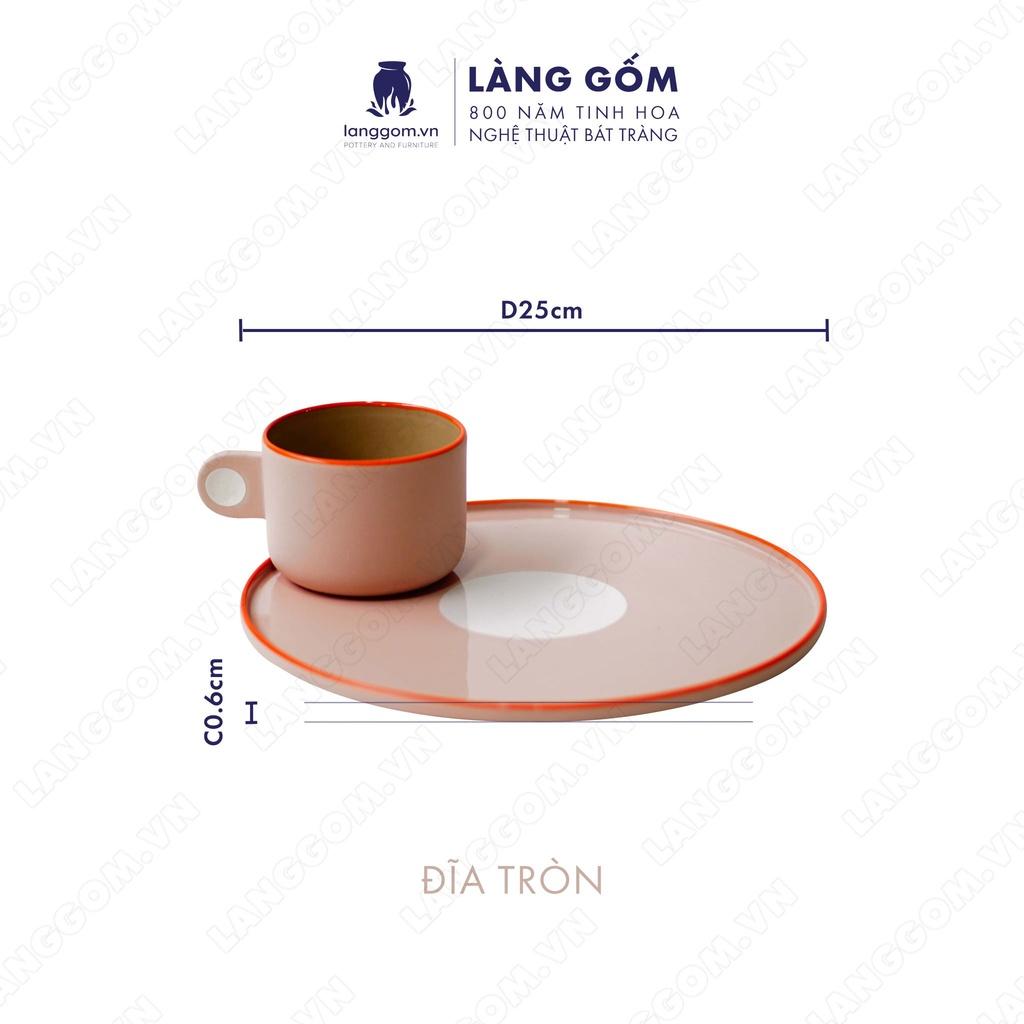 Set Cốc chấm quai + đĩa tròn - Kích thước: C6.1 x D8.5 cm - Gốm sứ Bát Tràng - langgom.vn