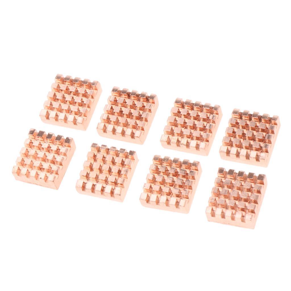 8 Pieces Cooling Copper Heatsinks for Motherboard VGA DDR RAM Heat Cooler