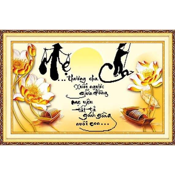 Tranh Đính Đá CHA MẸ . Kích Thước: 75cm x 48cm