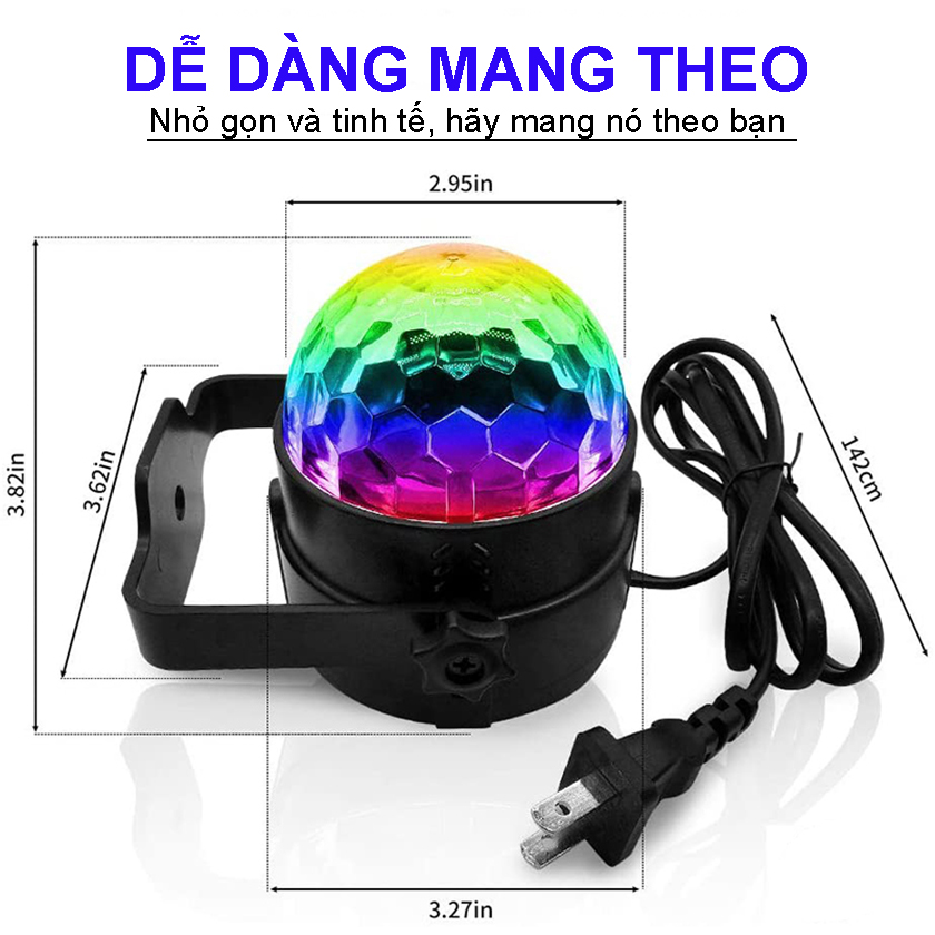 Đèn LED 7 màu vũ trường cảm ứng nhạc, xoay 7 màu sân khấu chớp theo nhạc, nháy theo nhạc, chớp 7 màu , tặng cây rải đầu