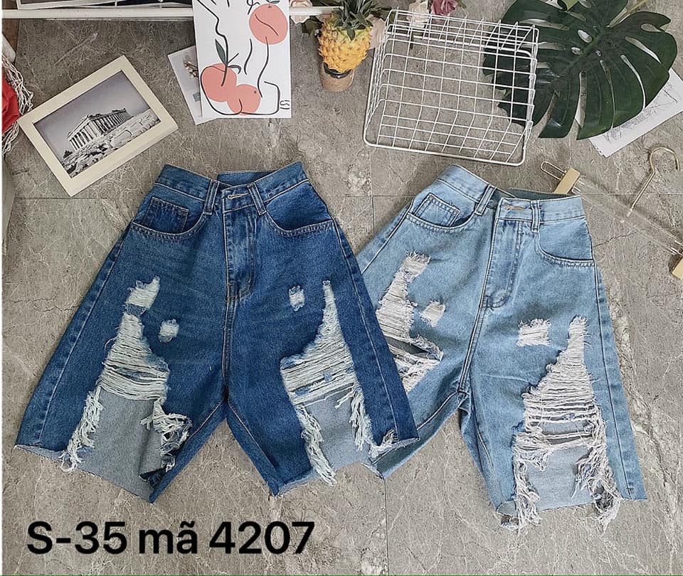 Quần short ngố jean nữ rách cao thời trang