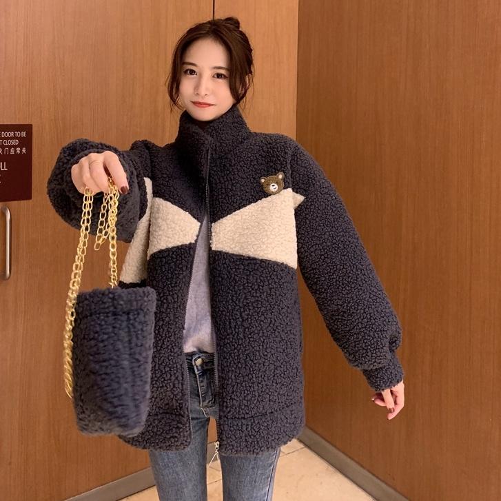 Áo Khoác Lông Cừu siêu ấm Thời Trang Mùa Đông hàn quốc ️ Áo Sweater Nữ Lông Mịn Thêu Cubs và Kèm Túi Chéo Set