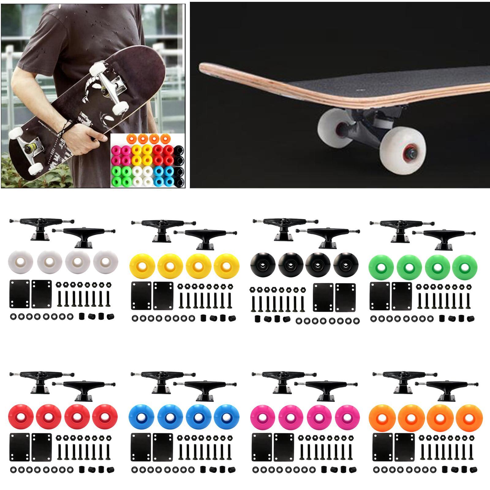 Skateboard Trucks 5" Wheels 52mm ABEC Bolts Kit White wheels