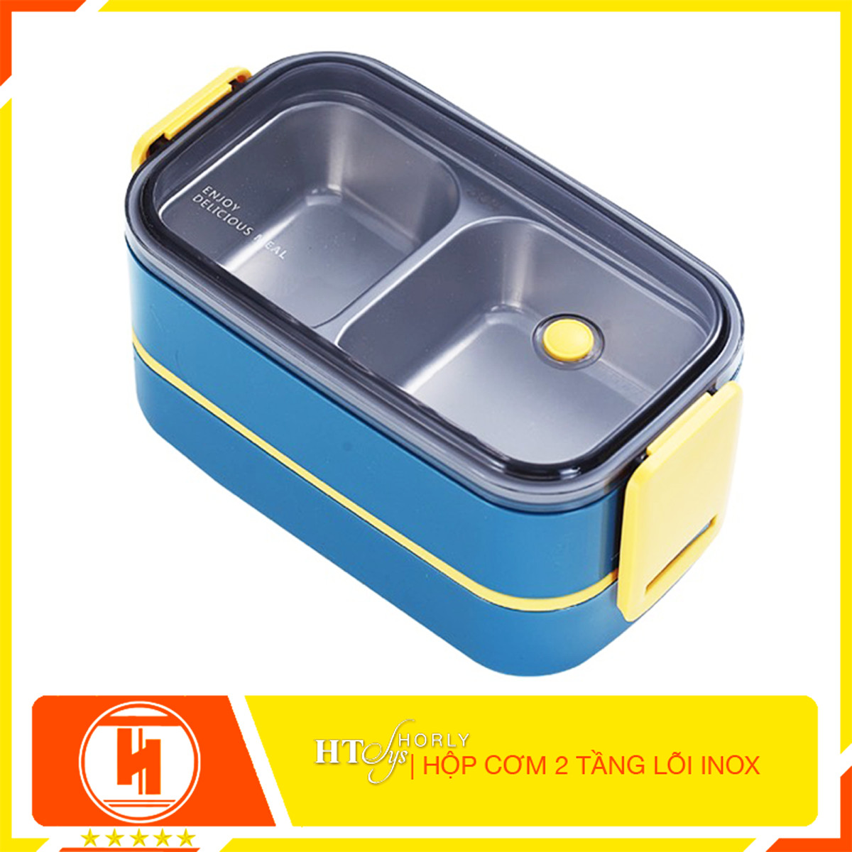 Hộp cơm giữ nhiệt 2 tầng lõi inox HT SYS - HORLY - Màu Xanh Dương