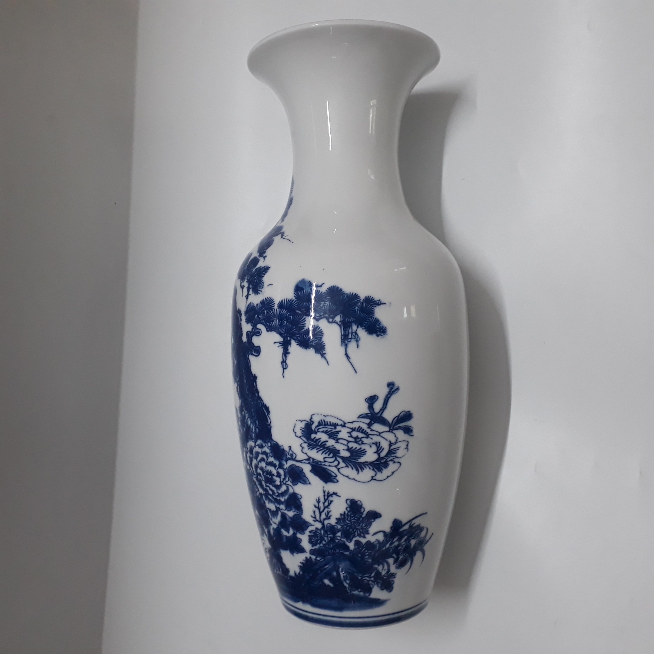 Cặp Bình hoa sứ bát tràng họa tiết cá chép, hoa sen 32cm