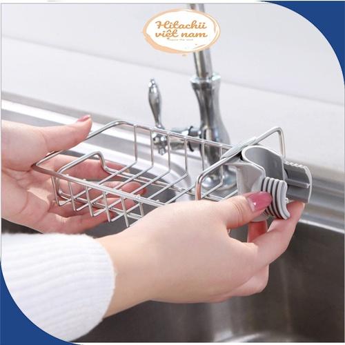 Kệ Inox Gắn Vòi Rửa Bát Để Giẻ Rửa Bát Tiện Lợi Không Rỉ, Giá Treo Vòi Inox Đựng Đồ , Giẻ Rửa Chén Bát