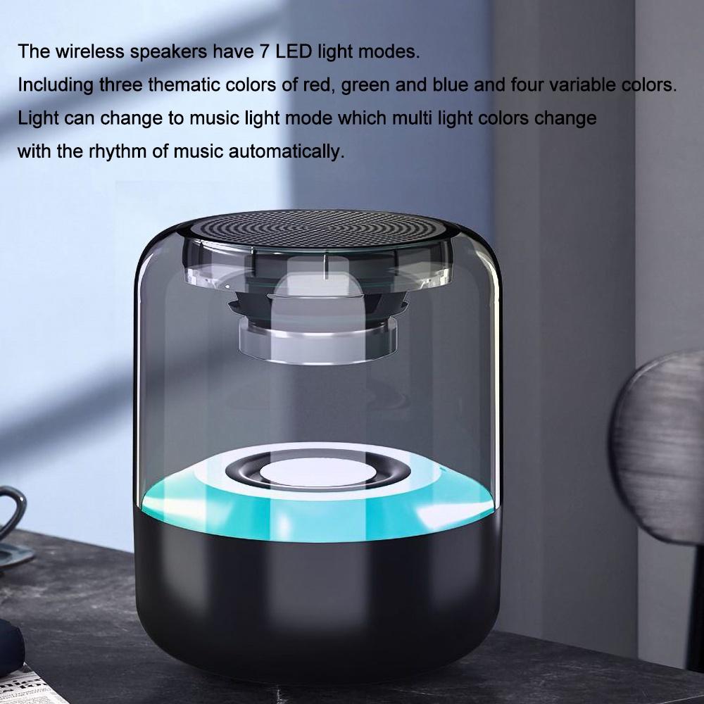 Loa Bluetooth 5.0 Không Dây Âm Thanh Stereo Thiết Kế Trong Suốt Có Đèn LED