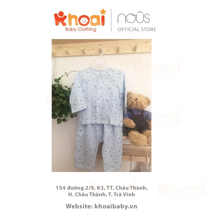 Bộ cài thẳng dài Nous xô Wrinkle hạo tiết sao xanh - Chất liệu Nu Xô 100% cotton thiên nhiên
