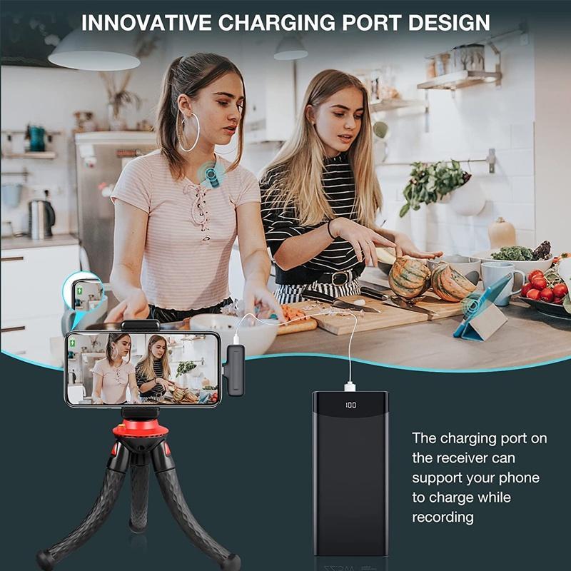 Micro Không Dây Kẹp Ve Áo Chống Ồn Kết Nối Điện Thoại i-Phone Android Type C Kèm Hộp Sạc