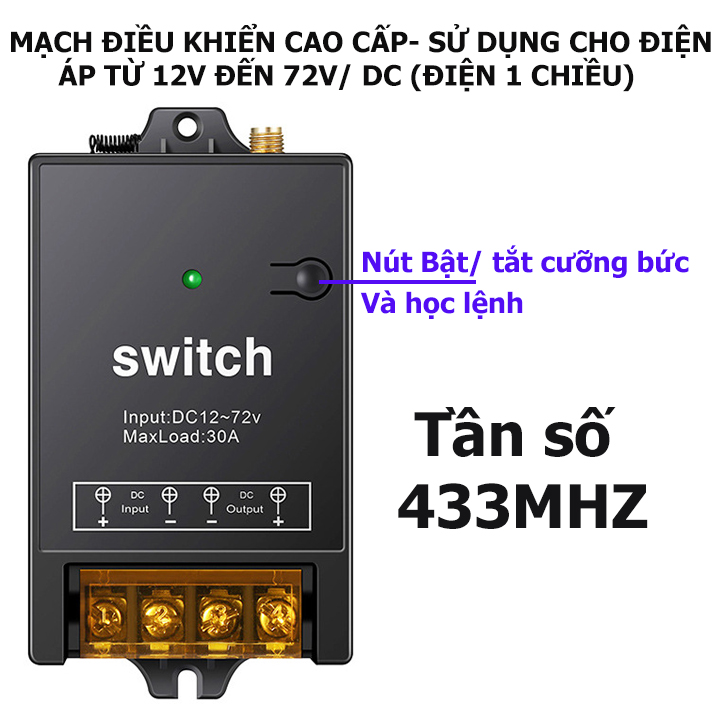 Bộ công tắc điều khiển từ xa 12v 24v 36v 48v 60v 72v DC MẪU 2021