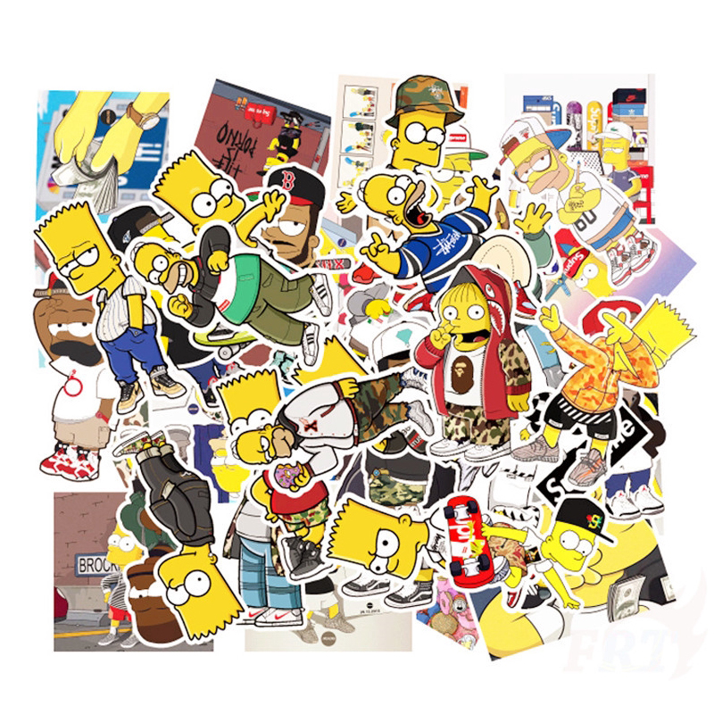 Bộ 50 Hình Dán Sticker Simpson Hoạt Hình - Hình Dán Trang Trí Mũ Bảo Hiểm Xe Máy