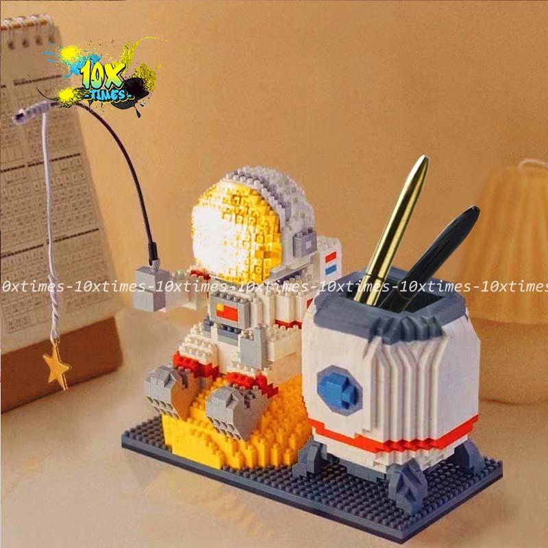 Đồ chơi Lego 3d có đèn led ống đựng bút phi hành gia 1500 mảnh quà tặng sinh nhật bạn trai bạn gái trẻ em decor