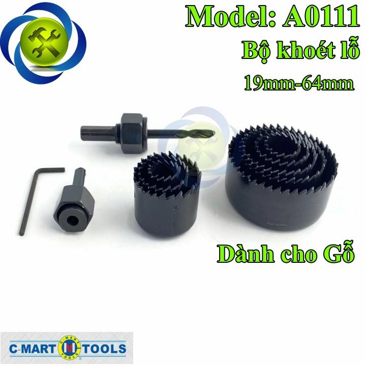 Bộ khoét lỗ 11 chi tiết C-Mart A0111 19mm-64mm