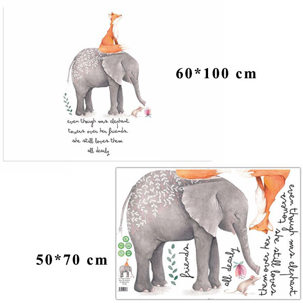 Decal dán tường elephant and fox XL7241