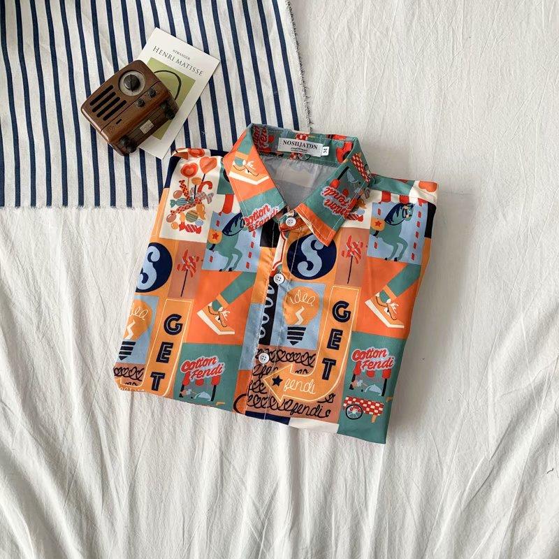 Áo Sơ Mi Tay Dài In Họa Tiết Hoạt Hình Phong Cách Thời Trang Đường Phố Hàn Quốc Size M-3Xl