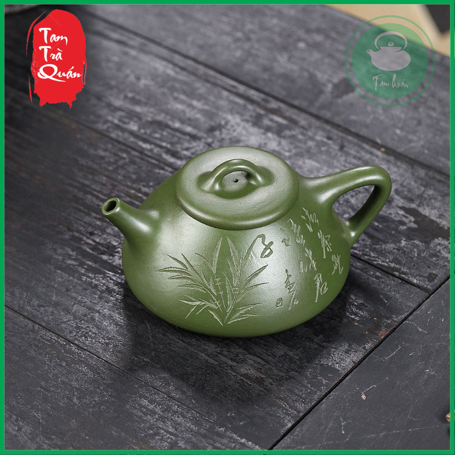 Ấm tử sa thạch biều lục nê Nghi Hưng 180ml