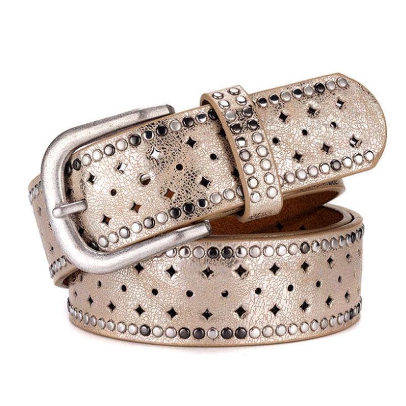 Thời Trang Nữ Dây Punk Khóa Vàng Dây Dạo Phố Dây Lưng Nữ Cao Cấp Nữ Hồng Rock Dây Ceinture Femme