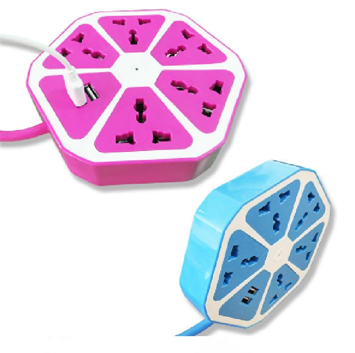 Ổ Cắm Điện Đa Năng Lục Giác 5 Ổ Cắm Điện+ 2 Cổng Usb Siêu Tiên Lợi - Hàng Chất Lượng