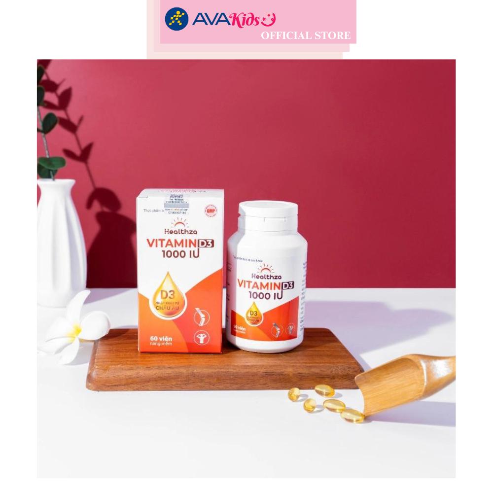 Viên uống Herbland Healthza Vitamin D3 1000IU hỗ trợ hấp thu canxi 60 viên (từ 6 tuổi)