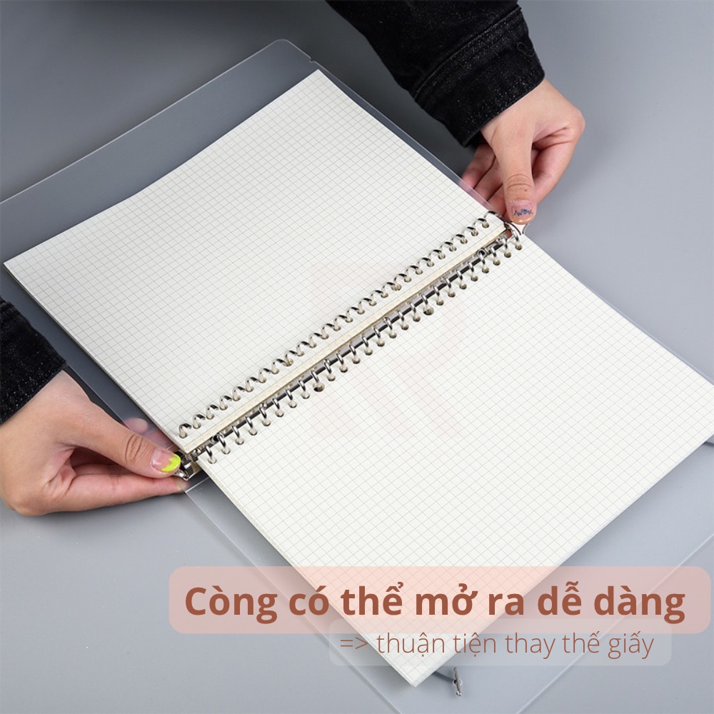 Bìa sổ tay bìa nhựa / Bìa gáy còng có thể thay lõi, ruột sổ nhiều size A5-B5-A4